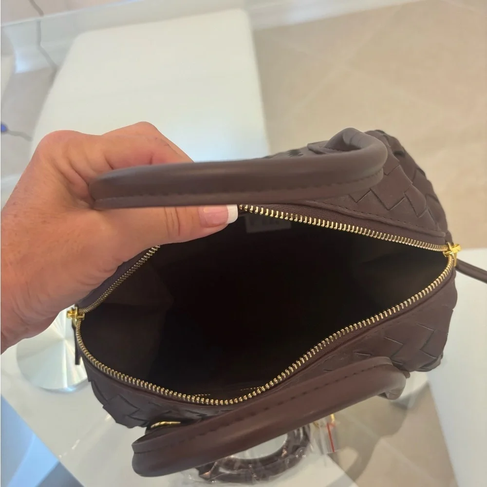 Elegant Brown Woven Vegan Handbag